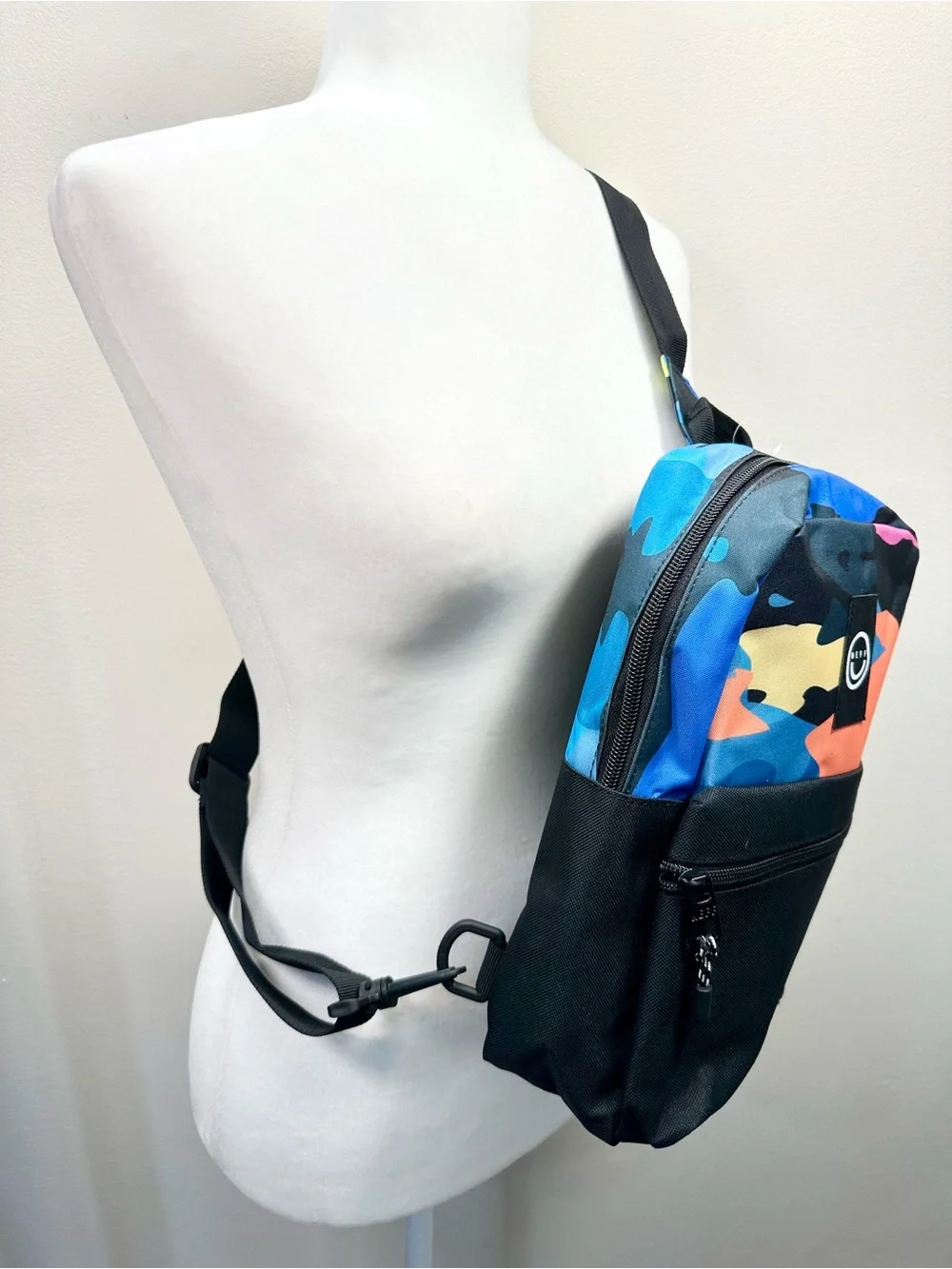 Neff Covershot Sling Bag, Black Neon Camo Backpack Unisex Daypack NWT
